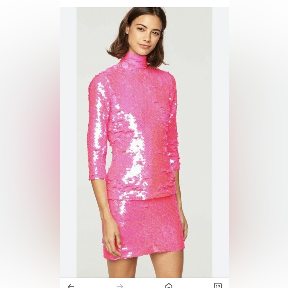 Milly pink sequin top and skirt set.  Size 2. NWT